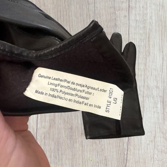 Genuine leather black gloves, men’s size large - Picture 5 of 8